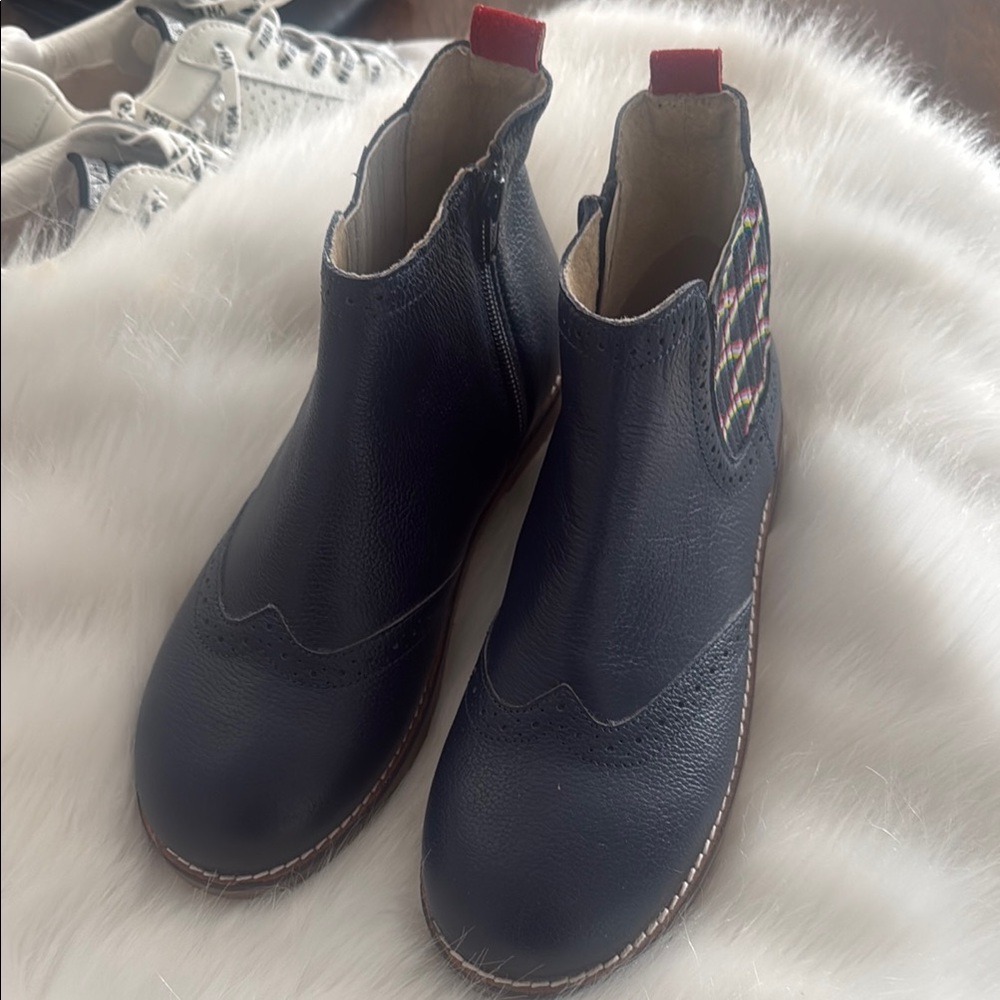 Mini Boden Navy Kids Boots with Multicolor Detail
